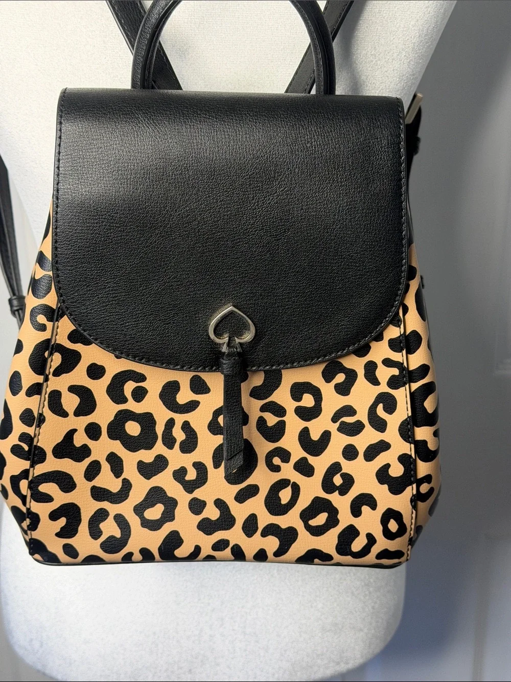 kate spade Leopard Print Backpack in Black & Tan